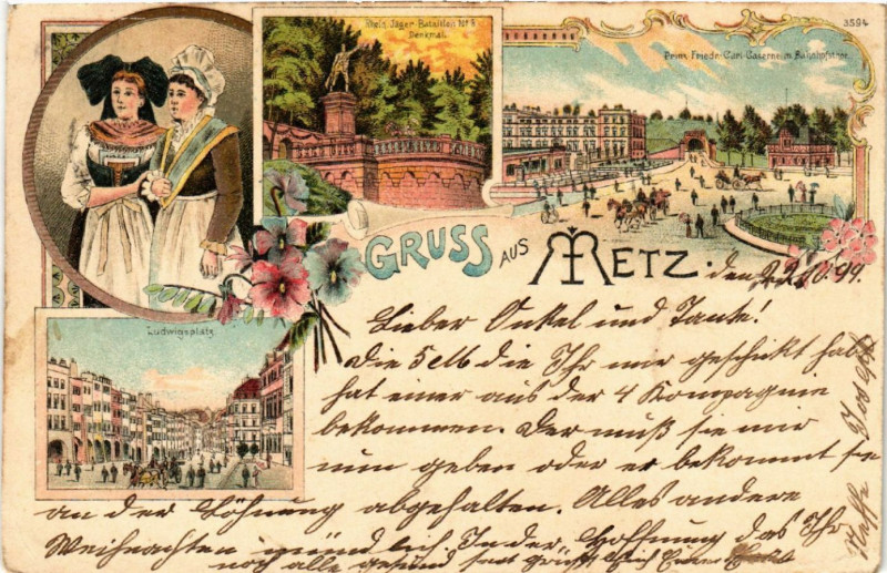 Carte postale ancienne Gruss aus Metz à Metz
