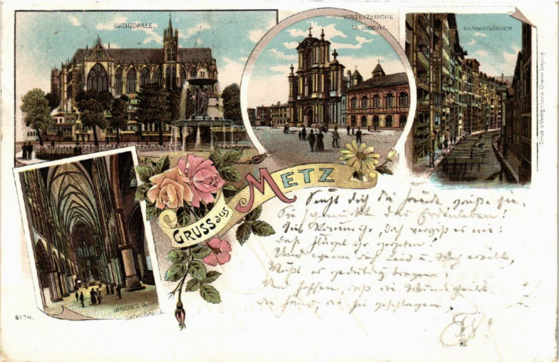 Carte postale ancienne Gruss aus Metz à Metz