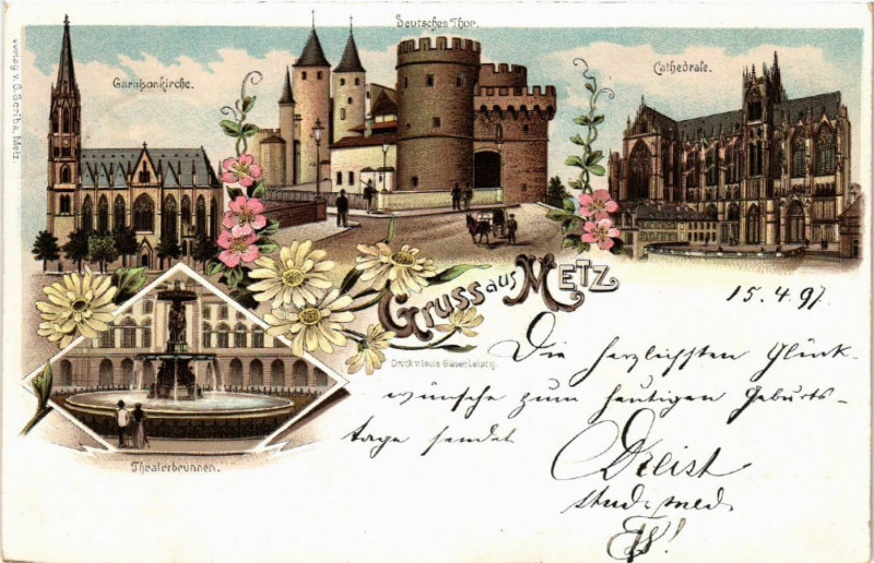 Carte postale ancienne Gruss aus Metz à Metz