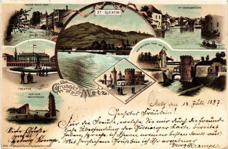 Carte postale ancienne Gruss aus Metz à Metz