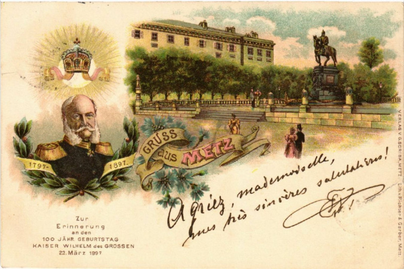 Carte postale ancienne Gruss aus Metz à Metz