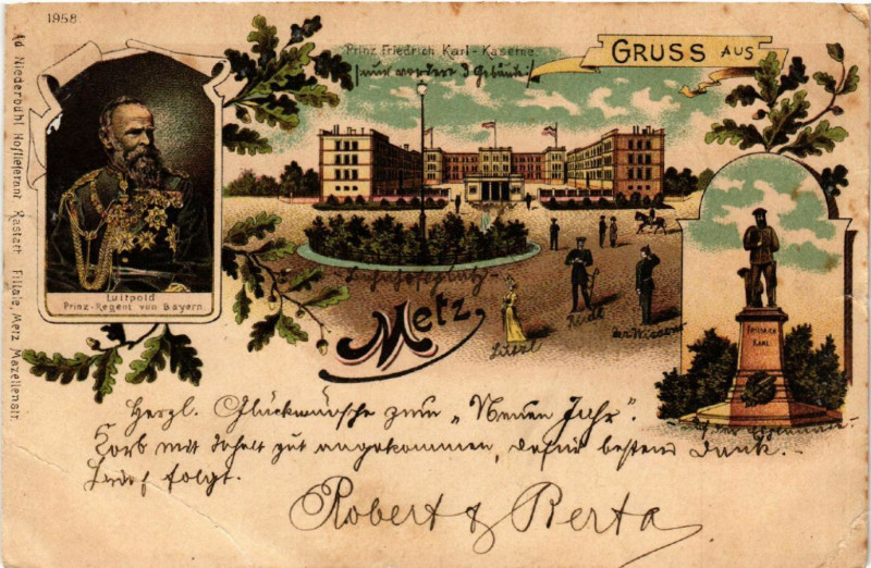 Carte postale ancienne Gruss aus Metz à Metz