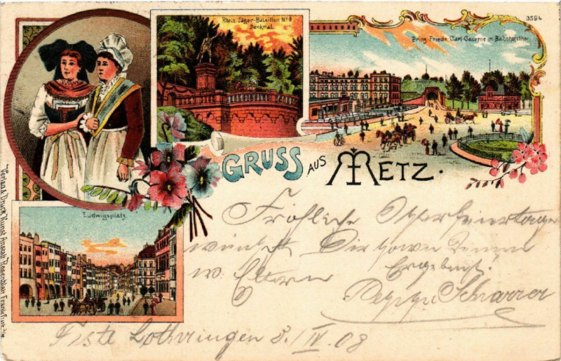 Carte postale ancienne Gruss aus Metz à Metz