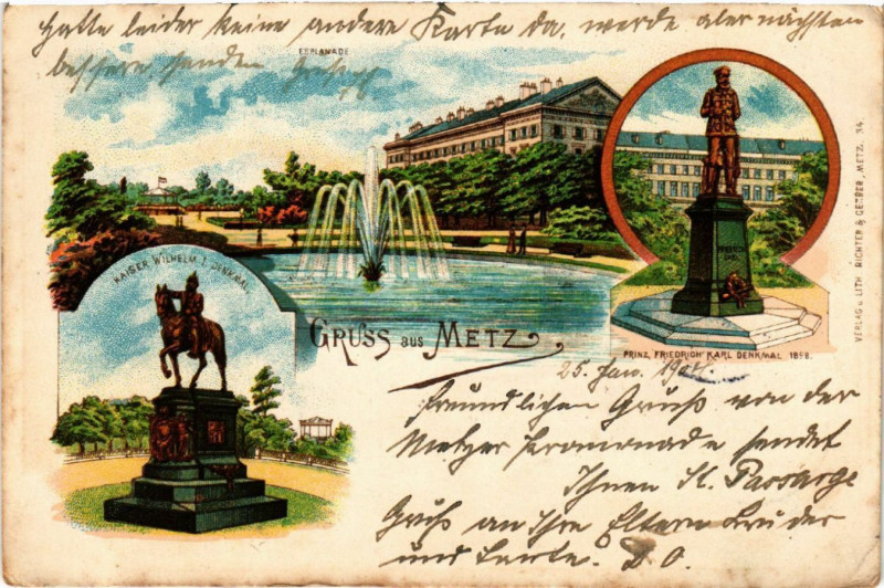 Carte postale ancienne Gruss aus Metz à Metz