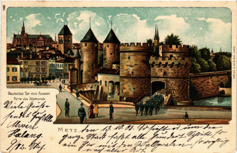 Carte postale ancienne Metz - Deutsches Tor von Aussen à Metz