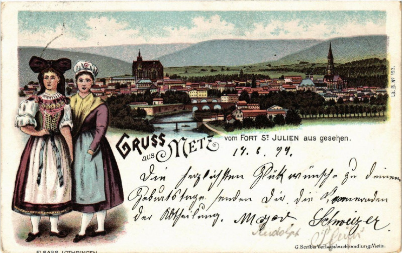 Carte postale ancienne Gruss aus Metz vom Fort Saint-Julien à Metz