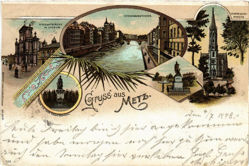 Carte postale ancienne Gruss aus Metz à Metz