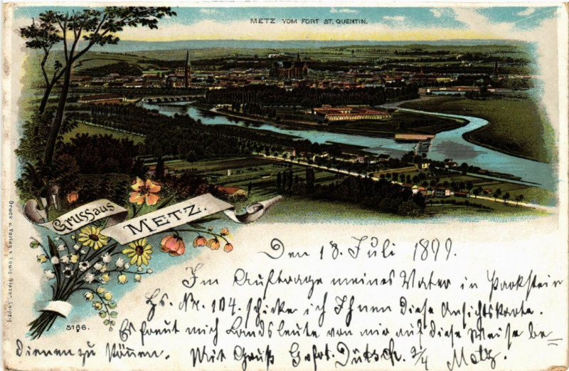 Carte postale ancienne Gruss aus Metz à Metz
