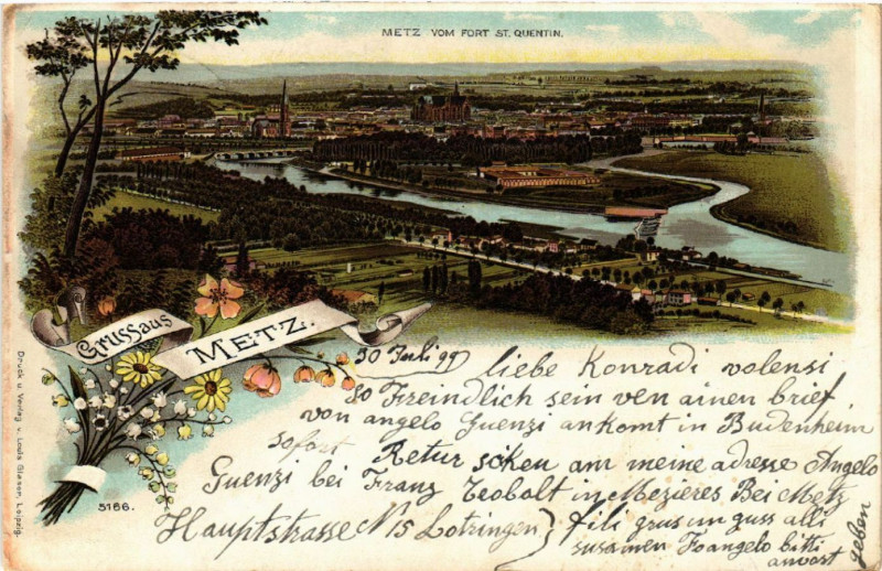 Carte postale ancienne Gruss aus Metz à Metz