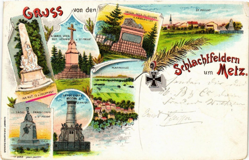Carte postale ancienne Gruss von den Schlachtfeldern um Metz à Metz