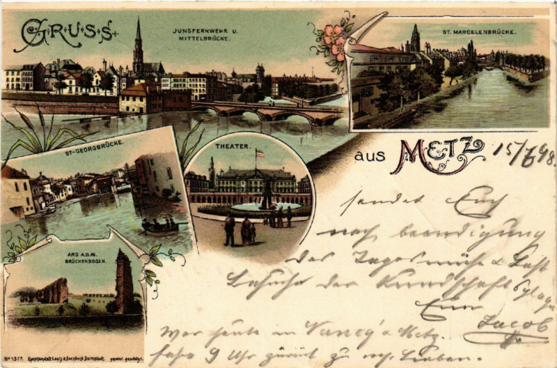 Carte postale ancienne Gruss aus Metz à Metz