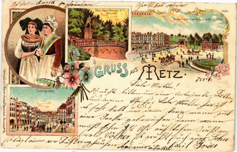 Carte postale ancienne Gruss aus Metz à Metz