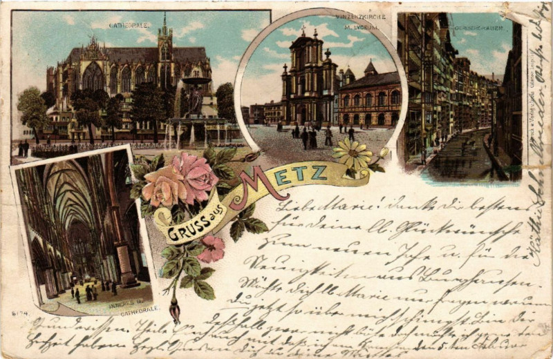 Carte postale ancienne Gruss aus Metz à Metz