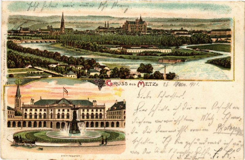 Carte postale ancienne Gruss aus Metz à Metz