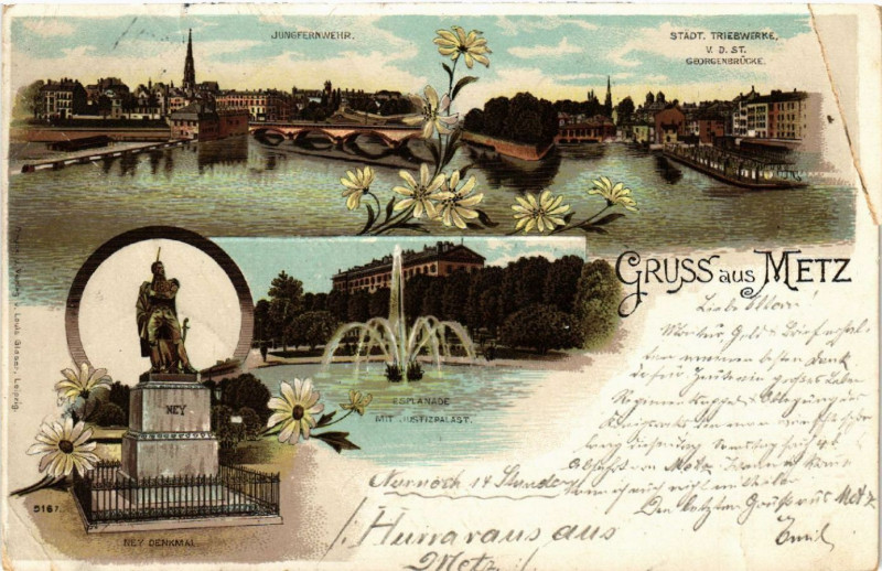 Carte postale ancienne Gruss aus Metz à Metz