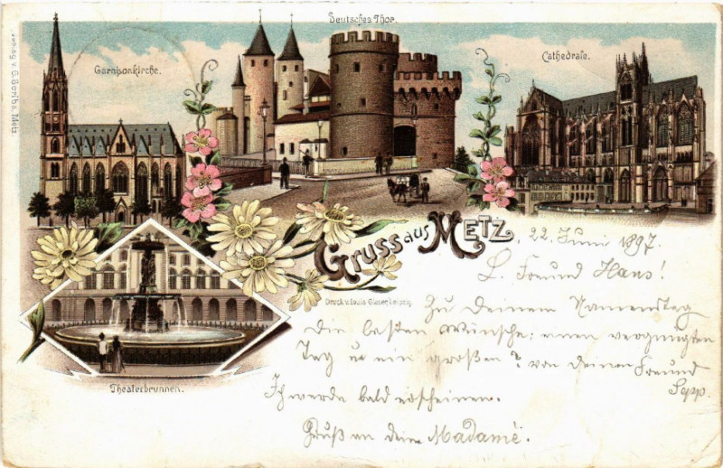 Carte postale ancienne Gruss aus Metz à Metz