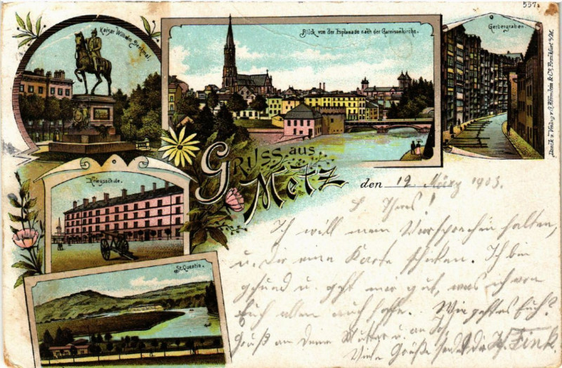 Carte postale ancienne Gruss aus Metz à Metz