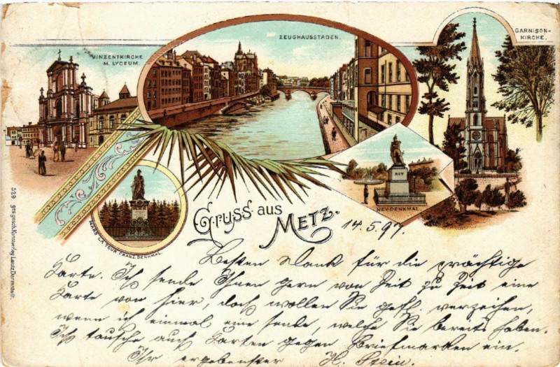 Carte postale ancienne Gruss aus Metz à Metz