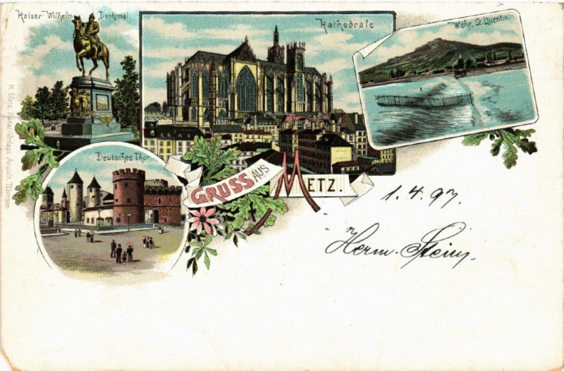 Carte postale ancienne Gruss aus Metz à Metz