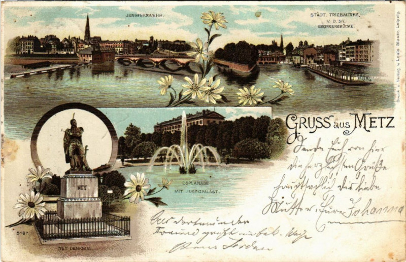 Carte postale ancienne Gruss aus Metz à Metz