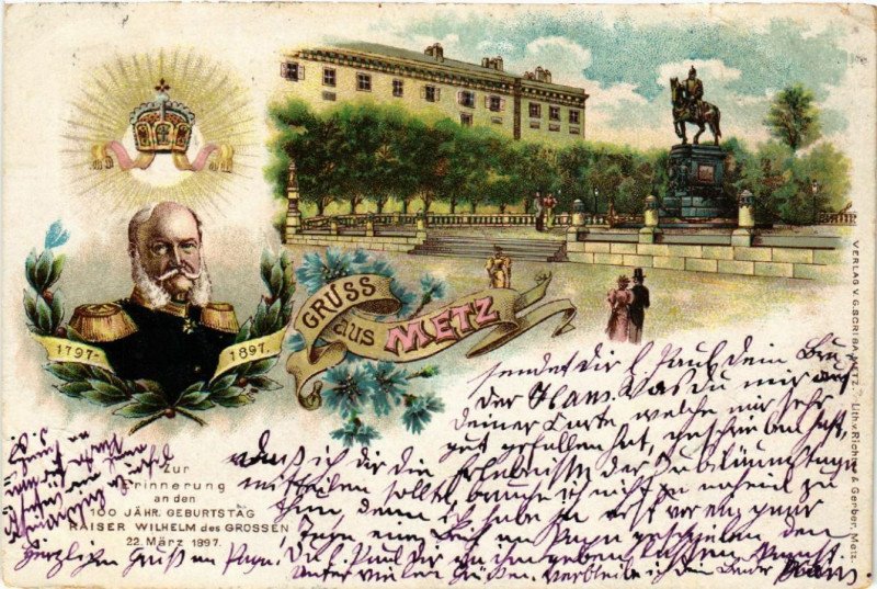 Carte postale ancienne Gruss aus Metz à Metz