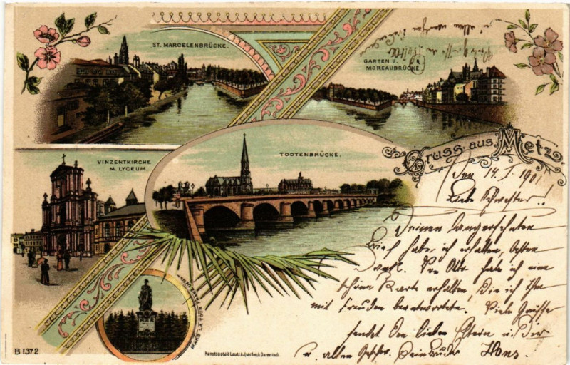 Carte postale ancienne Gruss aus Metz à Metz