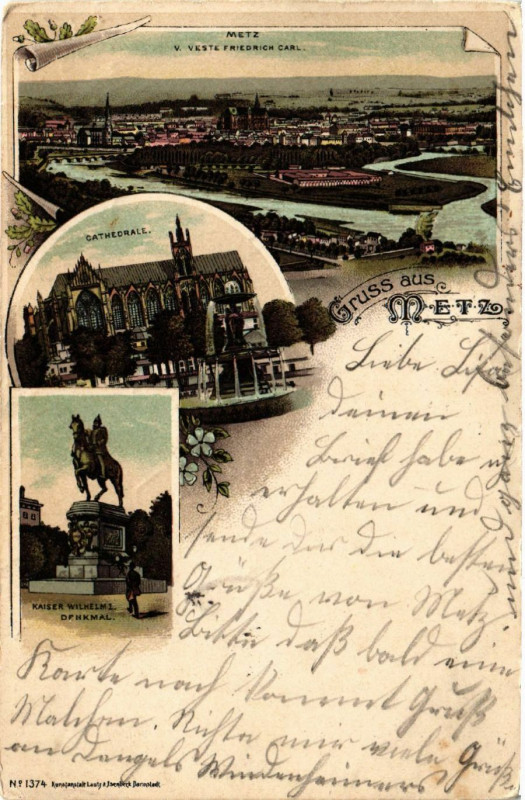 Carte postale ancienne Gruss aus Metz à Metz