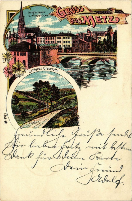 Carte postale ancienne Gruss aus Metz à Metz