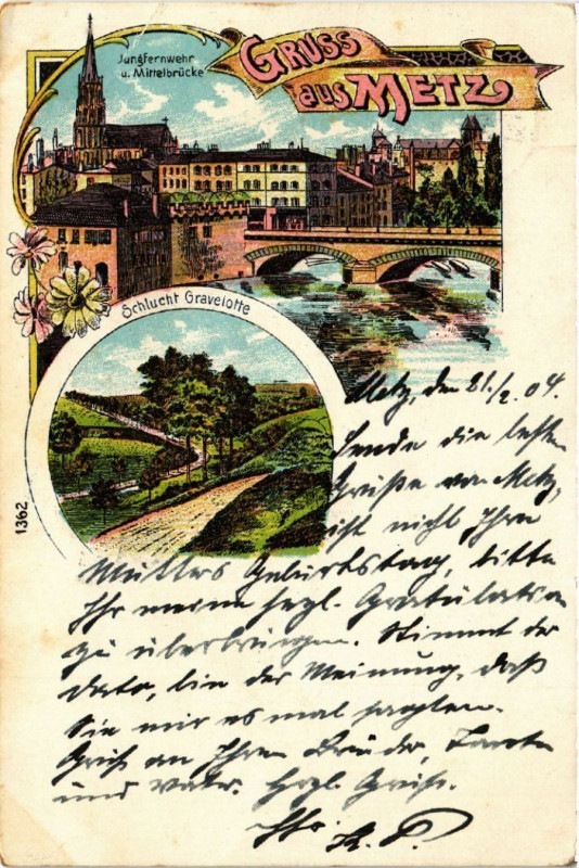 Carte postale ancienne Gruss aus Metz à Metz