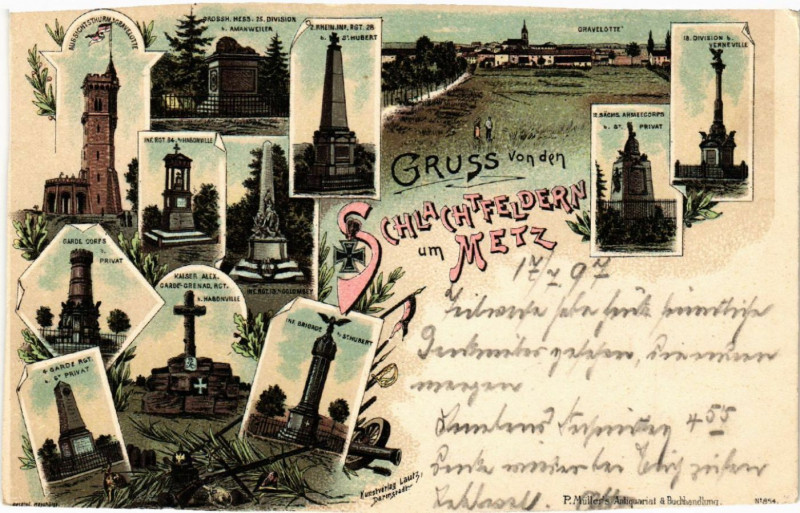 Carte postale ancienne Gruss von dem Schlachtfeldern um Metz à Metz
