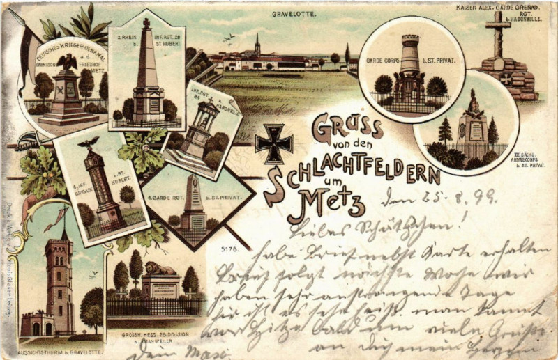 Carte postale ancienne Gruss von den Schlachtfeldern um Metz à Metz