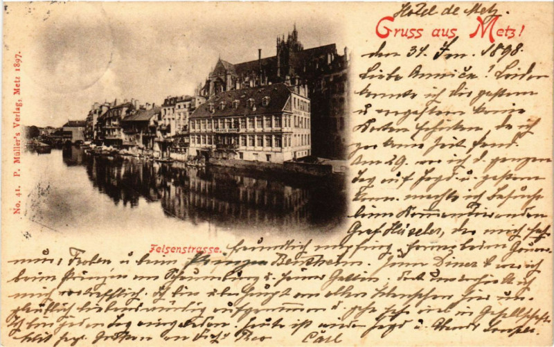 Carte postale ancienne Gruss aus Metz - Felsenstrasse à Metz
