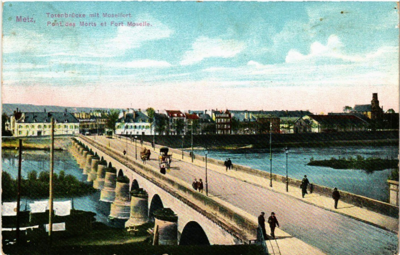 Carte postale ancienne Metz - Tornbrucke mit Moselfort - Pont des Mots et Fort Moselle à Metz