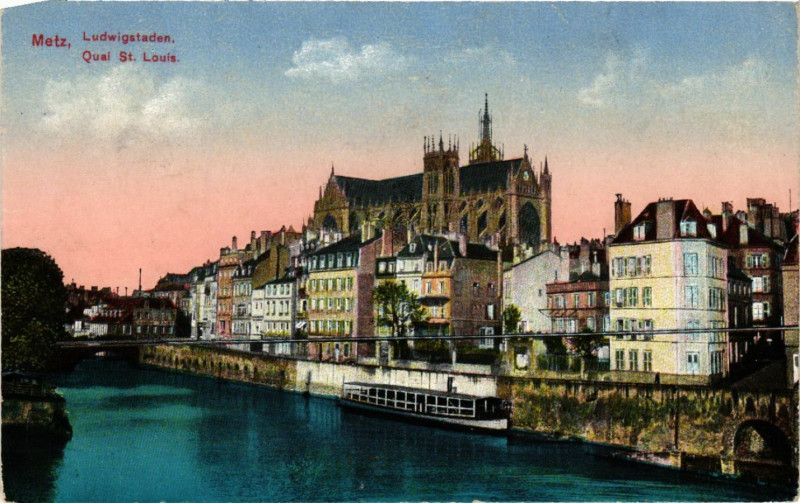 Carte postale ancienne Metz - Ludwigstaden - Quai Saint-Louis à Metz