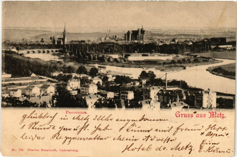 Carte postale ancienne Gruss aus Metz - Panorama à Metz