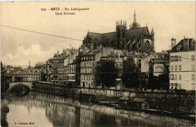 Carte postale ancienne Metz - Sct. Ludwigsstaden - Quai Saint-Louis à Metz
