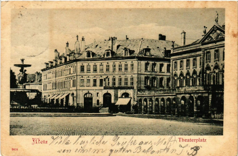 Carte postale ancienne Metz - Theaterplatz à Metz