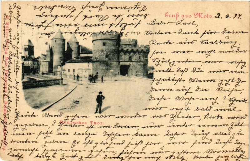 Carte postale ancienne Gruss aus Metz - Deutsches Thor à Metz