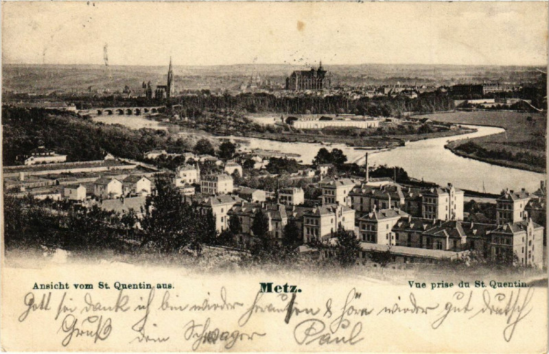 Carte postale ancienne Ansicht vom Saint-Quentin aus Metz - Vue prise du Saint-Quentin à Metz