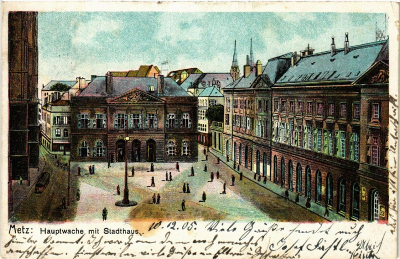 Carte postale ancienne Metz : Hauptache mit Stadthaus à Metz