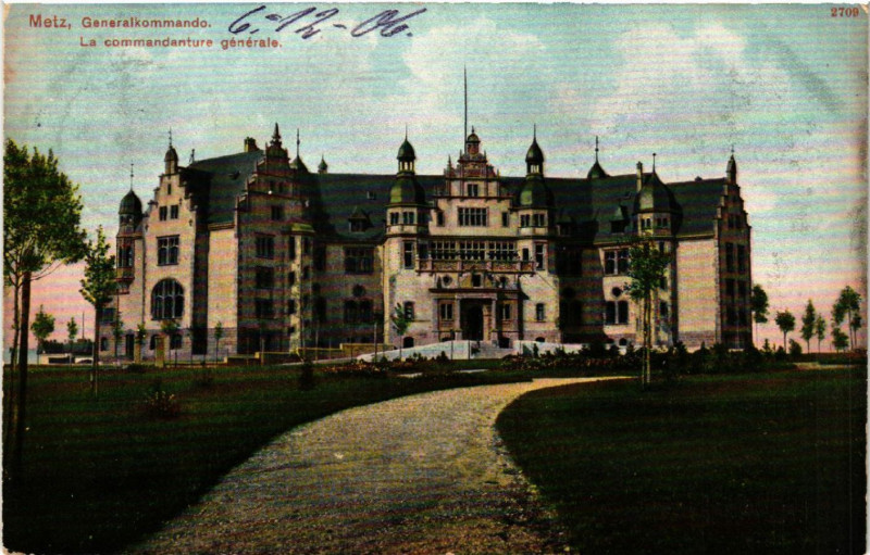 Carte postale ancienne Metz - généralkommando - La commandanture générale à Metz