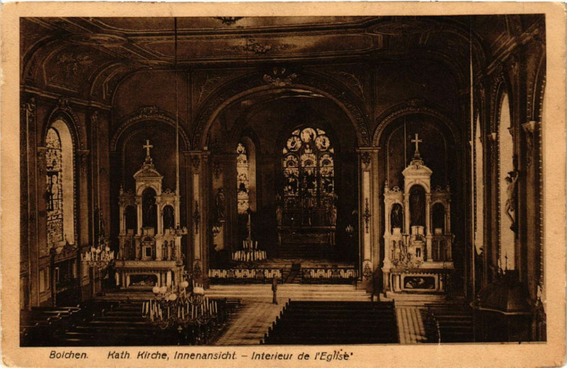 Carte postale ancienne Bolchen - Kath. Kirche Innenansicht - Interieur de l'Eglise