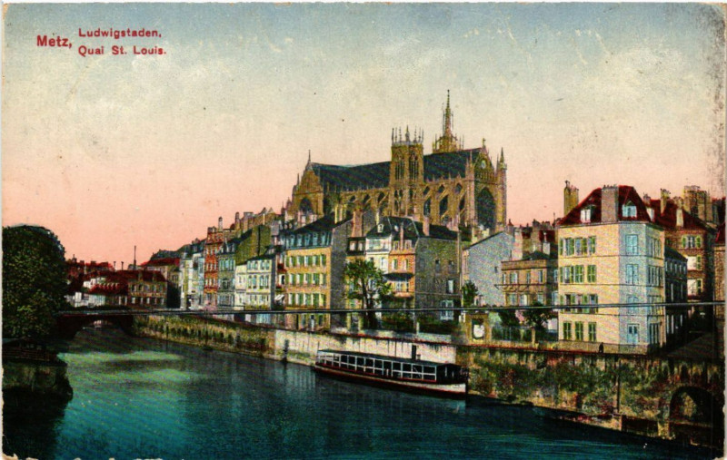 Carte postale ancienne Metz Ludwigstaden - Qua Saint-Louis à Metz