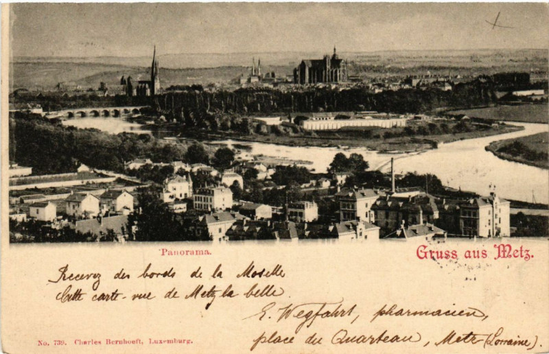 Carte postale ancienne Gruss aus Metz - Panorama à Metz