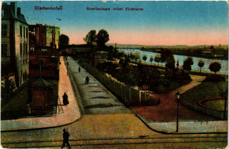 Carte postale ancienne Diedenhofen Moselanlage nebst Fluhturm