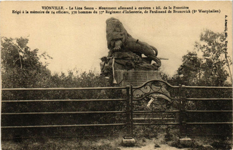Carte postale ancienne Vionville - Le Lion Saxon