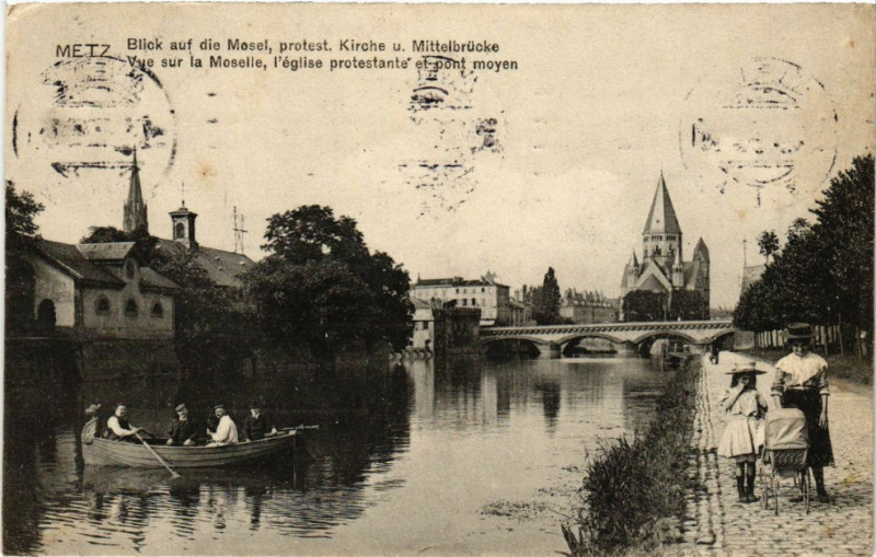 Carte postale ancienne Metz - Blick auf die Mesel à Metz