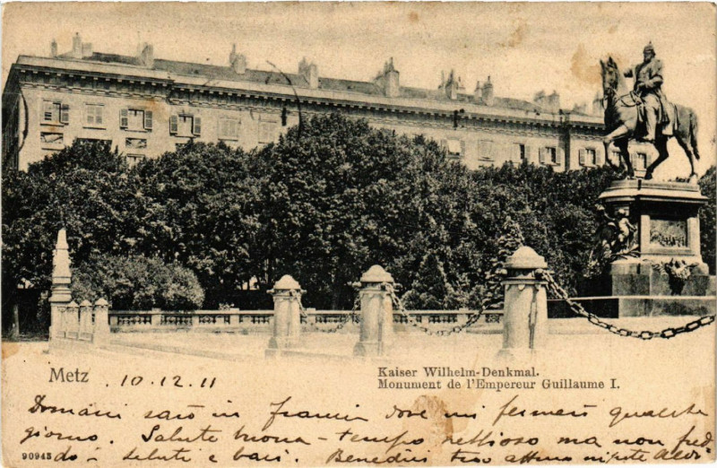 Carte postale ancienne Metz - Kaiser Wilhelm Denkmal à Metz