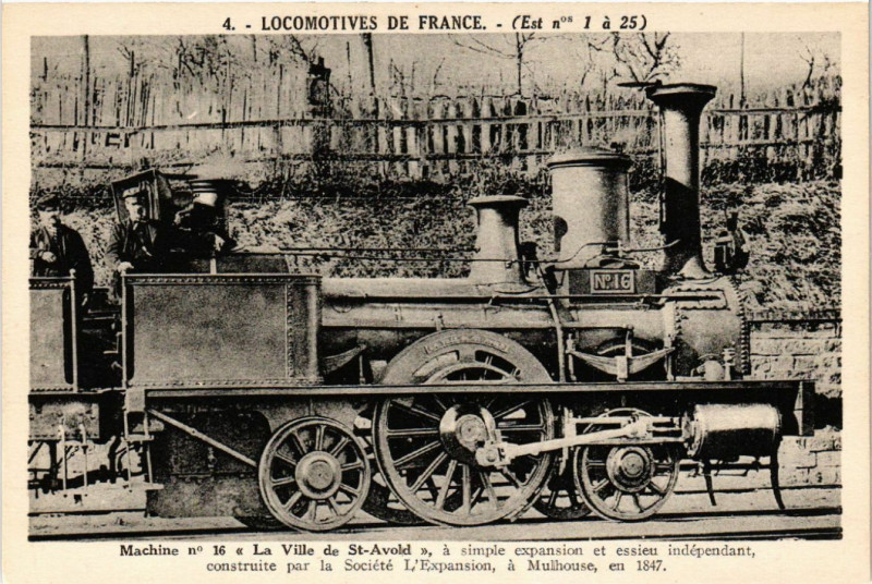 Carte postale ancienne Machine no 16 La Ville de Saint-Avold a simple expansion et essieu à Saint-Avold
