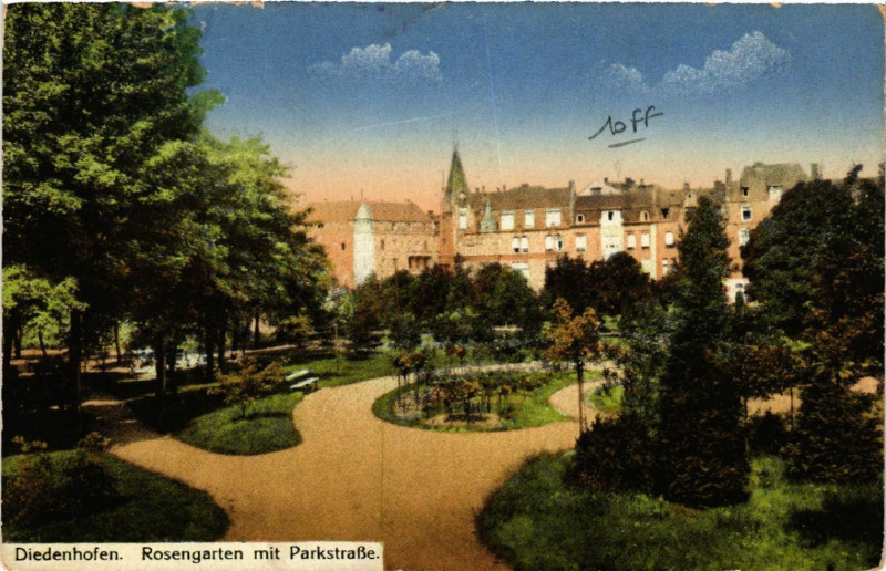 Carte postale ancienne Diedenhofen Rosengarten mit Parkstrasse